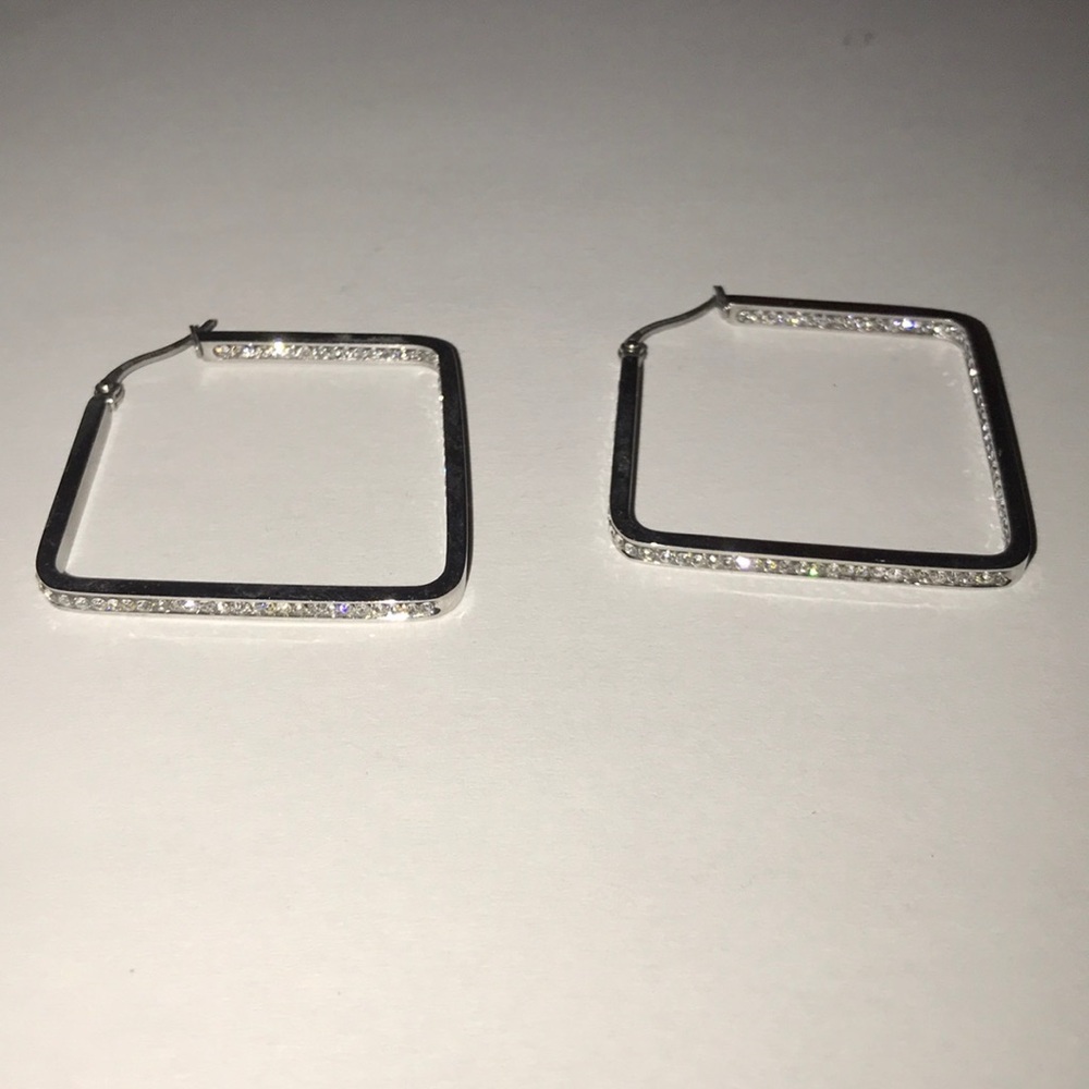 Sterling silver and diamonique hoop earrings